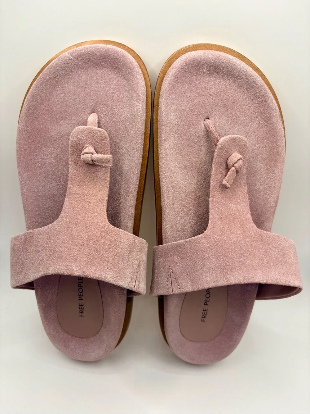 Free People Suede Thong Sandals Women’s Size 9 Blush Pink Slip-On Comfort Slides